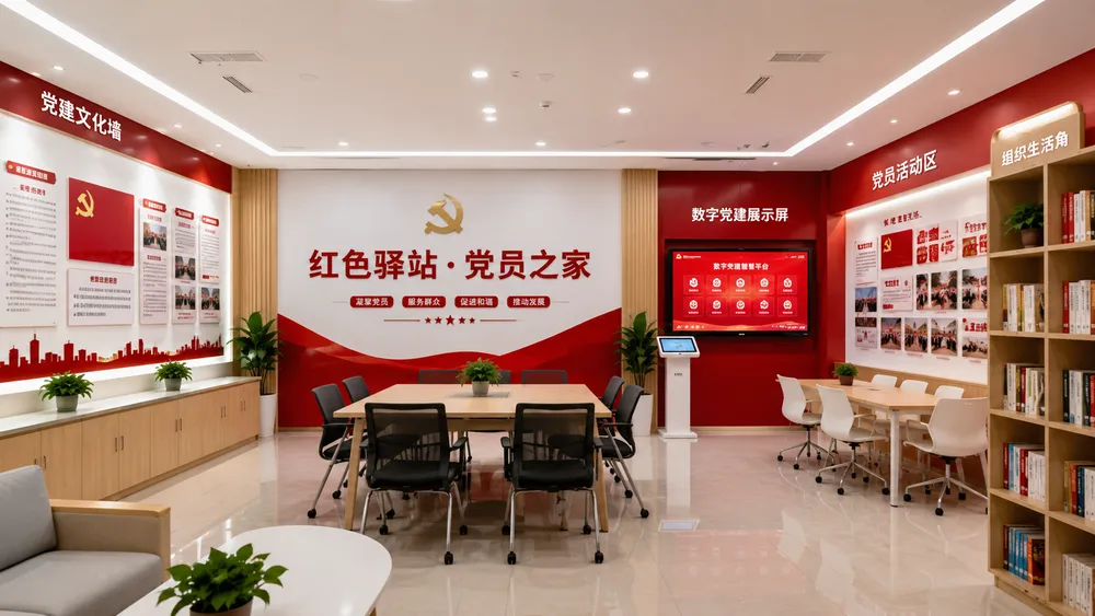 老旧党建文化墙升级改造效果图